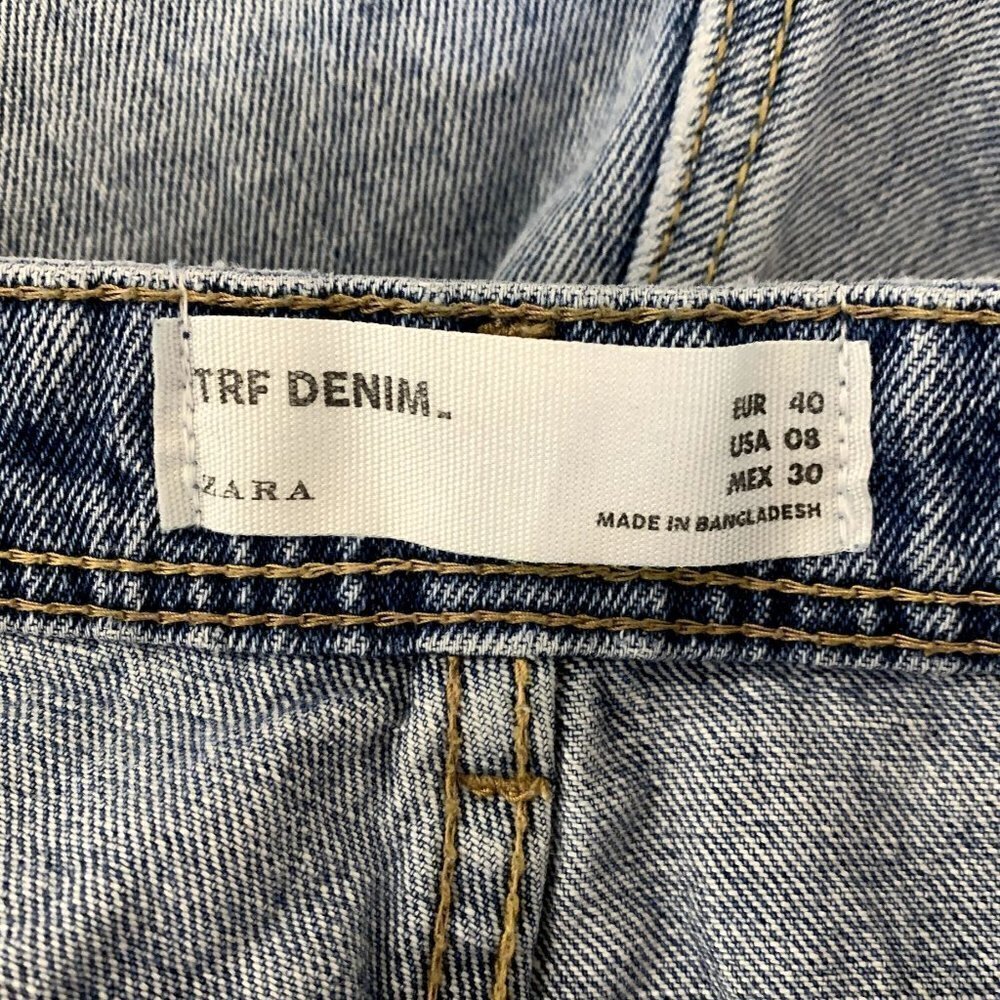 Zara  High-Rise Light Wash Distresses Denim Shorts 8 - Picture 3 of 6
